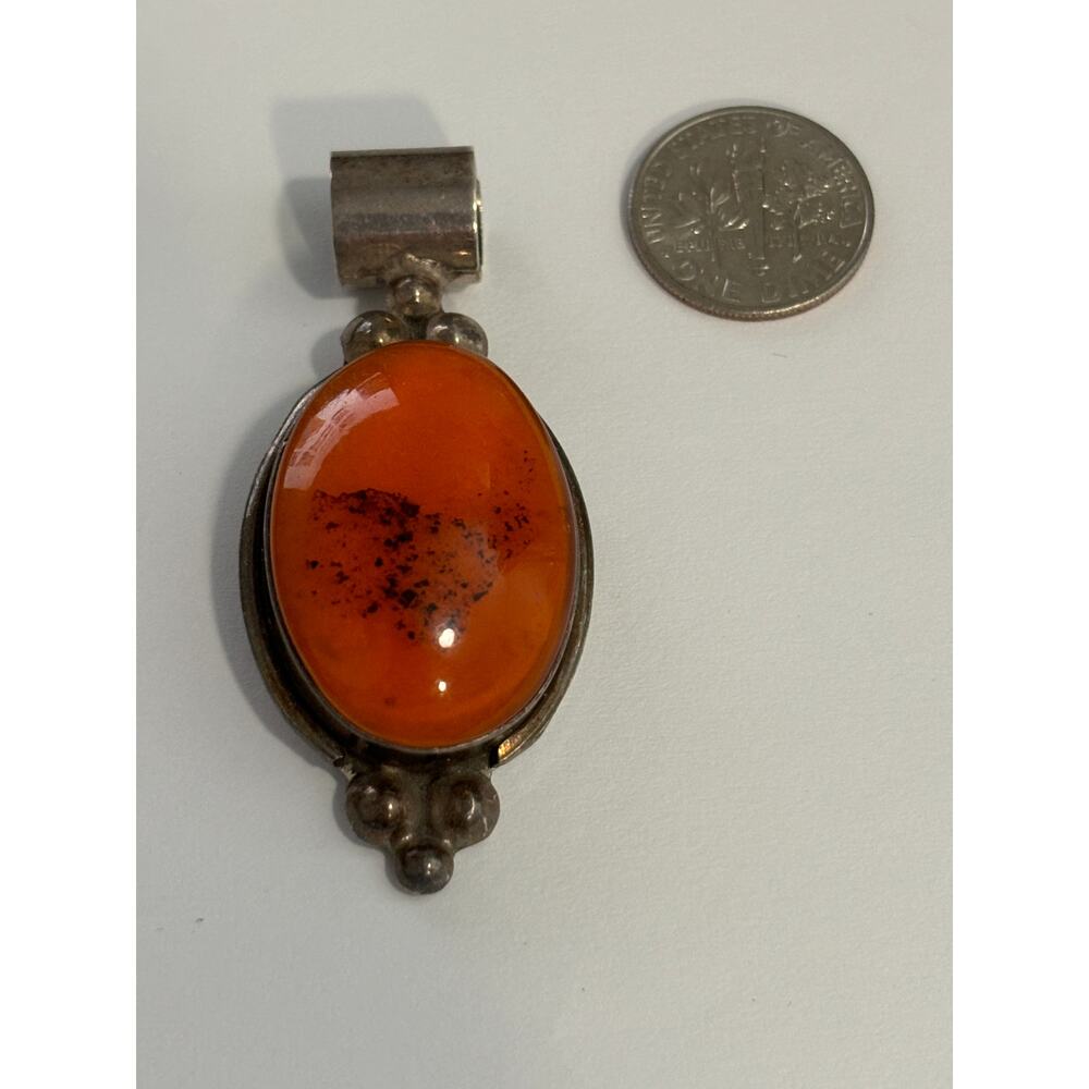 Sterling Silver Taxco Mexico Pendant Art Glass Southwestern